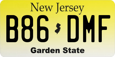 NJ license plate B86DMF