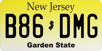 NJ license plate B86DMG