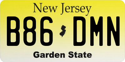 NJ license plate B86DMN