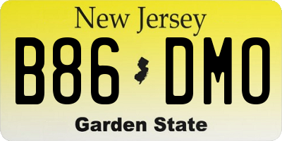 NJ license plate B86DMO