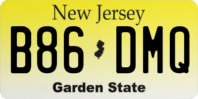 NJ license plate B86DMQ