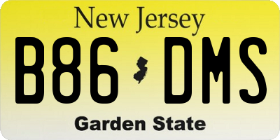 NJ license plate B86DMS