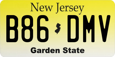 NJ license plate B86DMV