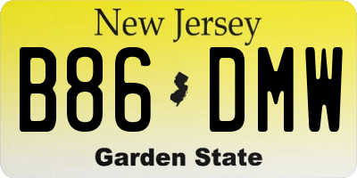 NJ license plate B86DMW