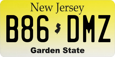 NJ license plate B86DMZ