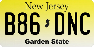 NJ license plate B86DNC