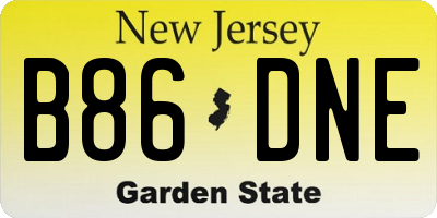 NJ license plate B86DNE