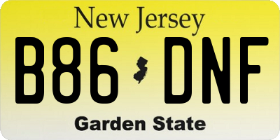 NJ license plate B86DNF