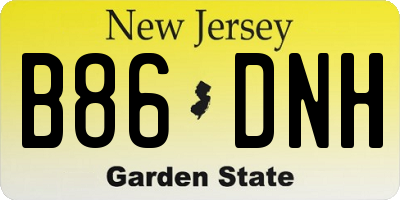 NJ license plate B86DNH
