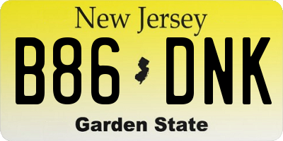 NJ license plate B86DNK