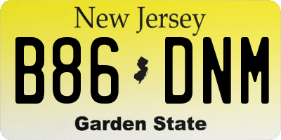 NJ license plate B86DNM