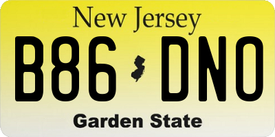NJ license plate B86DNO