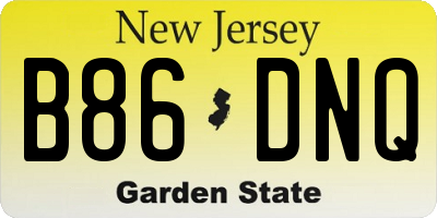 NJ license plate B86DNQ