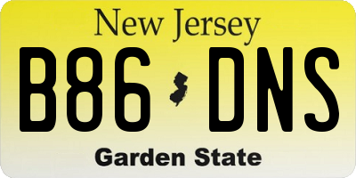 NJ license plate B86DNS