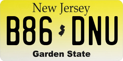 NJ license plate B86DNU