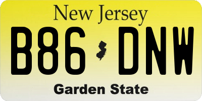 NJ license plate B86DNW