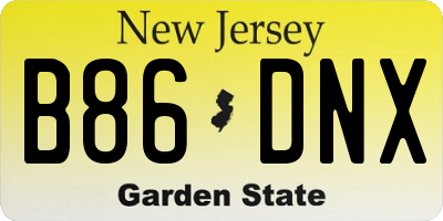 NJ license plate B86DNX