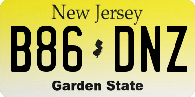 NJ license plate B86DNZ