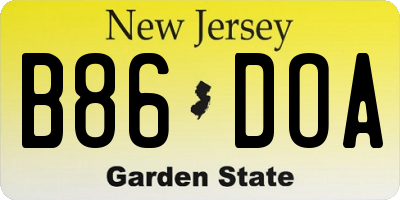 NJ license plate B86DOA