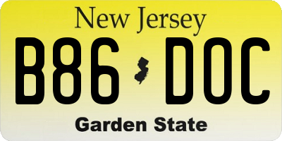 NJ license plate B86DOC