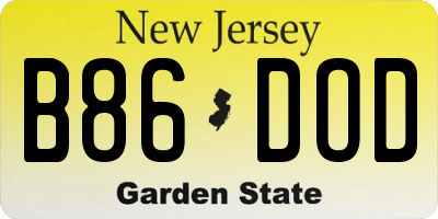 NJ license plate B86DOD