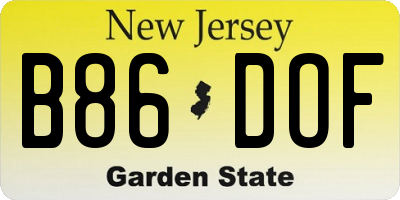 NJ license plate B86DOF