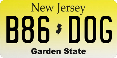 NJ license plate B86DOG