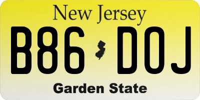 NJ license plate B86DOJ