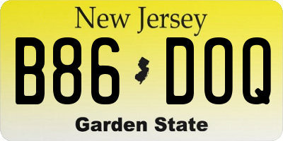 NJ license plate B86DOQ