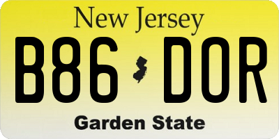 NJ license plate B86DOR