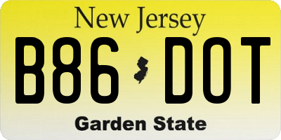 NJ license plate B86DOT