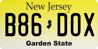 NJ license plate B86DOX