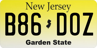 NJ license plate B86DOZ