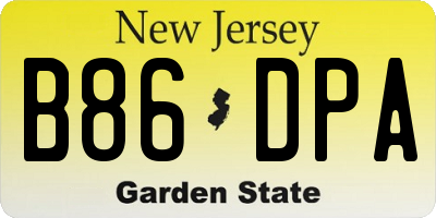 NJ license plate B86DPA