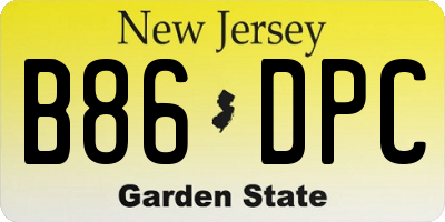 NJ license plate B86DPC