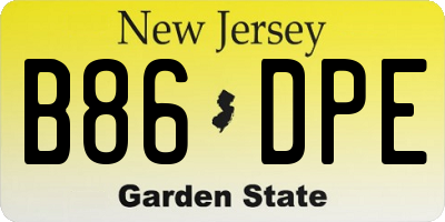 NJ license plate B86DPE