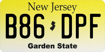 NJ license plate B86DPF