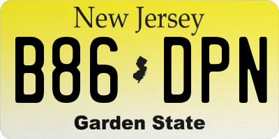 NJ license plate B86DPN