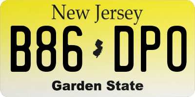 NJ license plate B86DPO