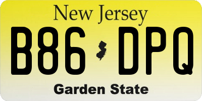 NJ license plate B86DPQ