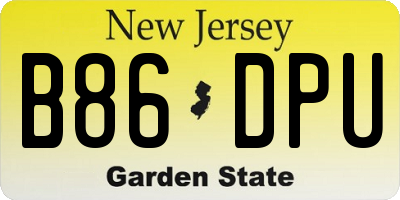 NJ license plate B86DPU