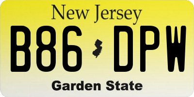 NJ license plate B86DPW