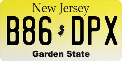 NJ license plate B86DPX