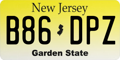 NJ license plate B86DPZ
