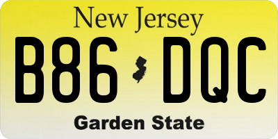 NJ license plate B86DQC