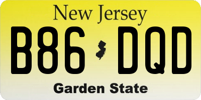 NJ license plate B86DQD