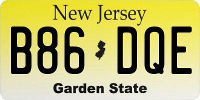 NJ license plate B86DQE