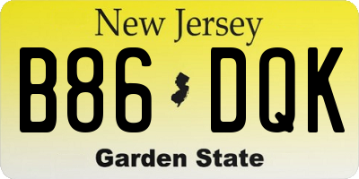 NJ license plate B86DQK