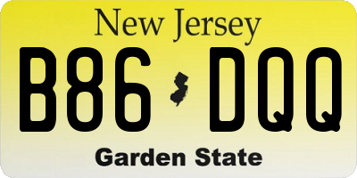 NJ license plate B86DQQ