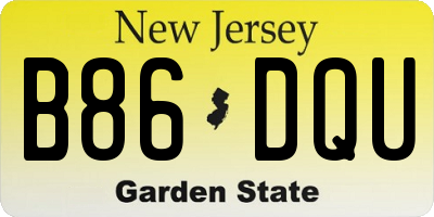 NJ license plate B86DQU
